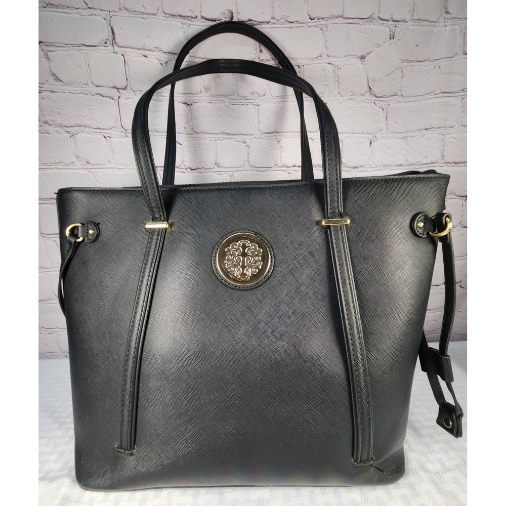 Deluxity Los Angeles Women's Tote Bag Black Vegan 17" x 12" Jet Set Travel